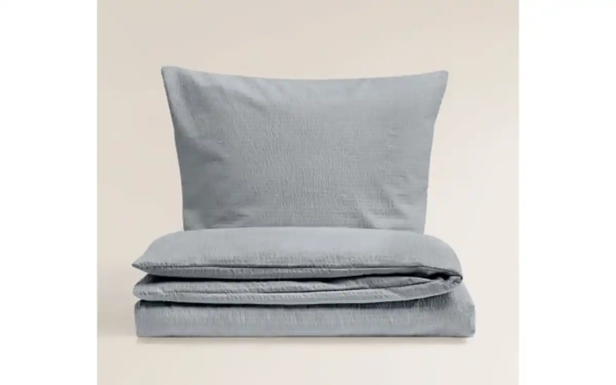 Bild 2 von Bettwäsche Mako-Satin Seersucker, grau, 135 x 200 cm