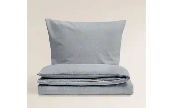 Bild 2 von Bettwäsche Mako-Satin Seersucker, grau, 135 x 200 cm