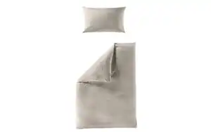 Bettwäsche Mako-Satin Seersucker, beige, 155 x 220 cm
