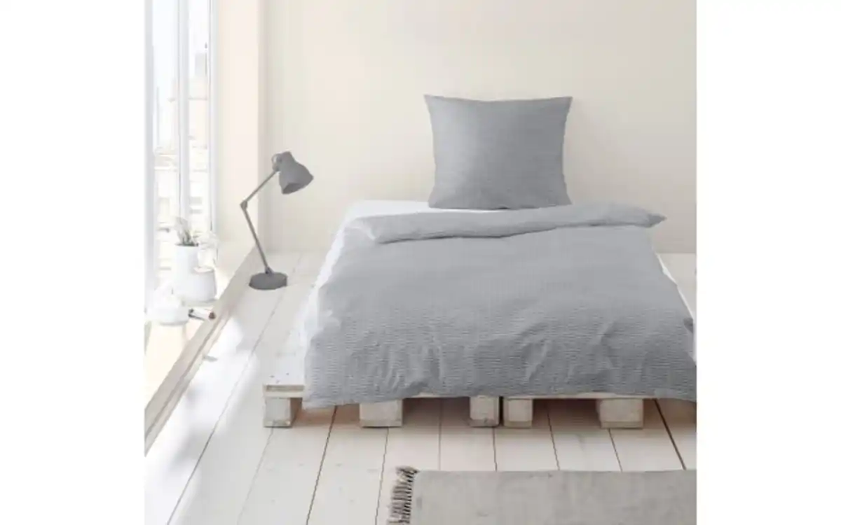 Bild 3 von Bettwäsche Mako-Satin Seersucker, grau, 135 x 200 cm