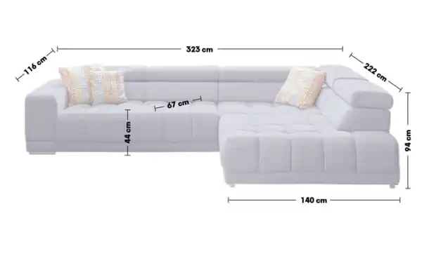Bild 4 von Megapol - Wohnlandschaft Satellite-S, blau, 1,5-Sitzer rechts, inkl. Kopfteilverstellung