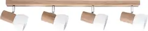 SPOT Light Deckenleuchte SVENDA, ohne Leuchtmittel, Naturprodukt aus Massivholz, Mit flexiblen Spots, Schirm aus Metall