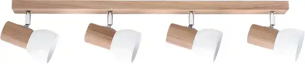 Bild 1 von SPOT Light Deckenleuchte SVENDA, ohne Leuchtmittel, Naturprodukt aus Massivholz, Mit flexiblen Spots, Schirm aus Metall