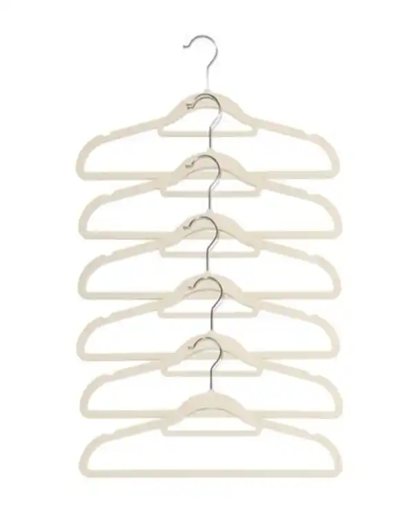 Bild 2 von 6er-Pack Kleiderbügel, Velours, weiß