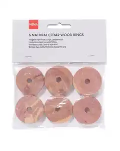 6er-Pack Ringe aus natürlichem Zedernholz
