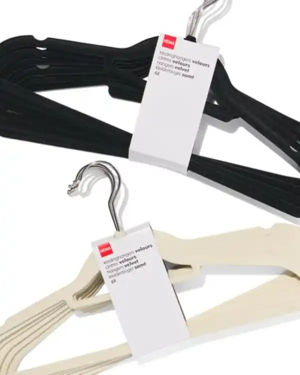 Bild 4 von 6er-Pack Kleiderbügel, Velours, weiß