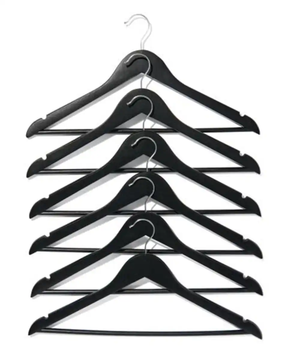 Bild 2 von 6 Kleiderbügel, Holz, schwarz