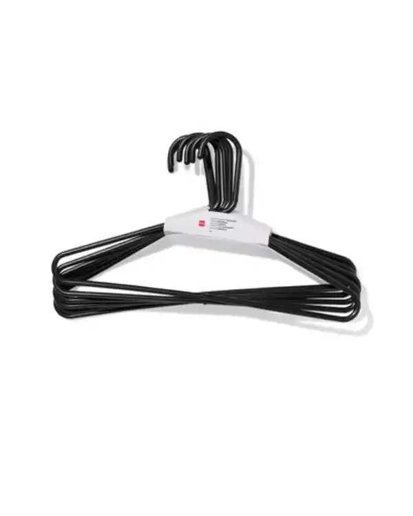 Bild 2 von 6er-Pack Kleiderbügel, Kunststoff, schwarz