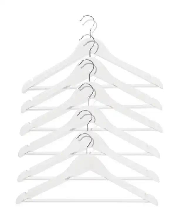 Bild 2 von 6 Kleiderbügel, Holz, weiß