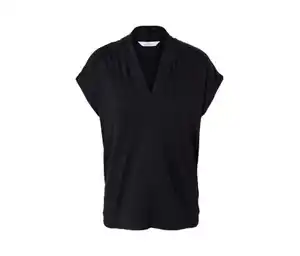 Blusenshirt mit V-Ausschnitt, schwarz