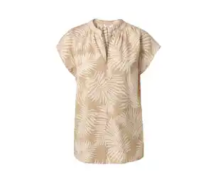 Bedruckte Kurzarmbluse, beige