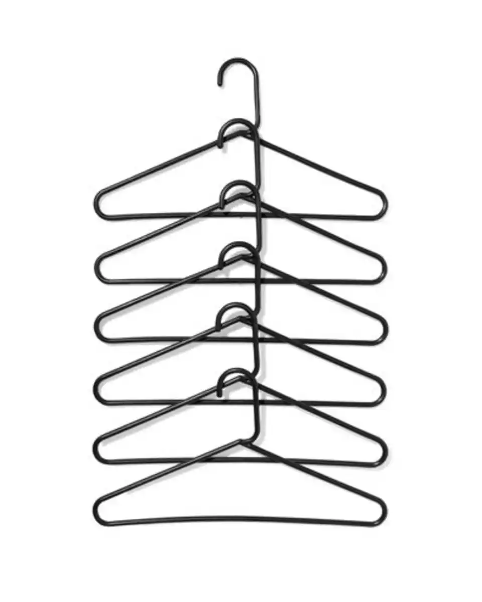 Bild 3 von 6er-Pack Kleiderbügel, Kunststoff, schwarz