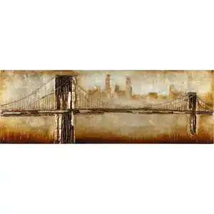 Monee Objektbild, Braun, Gold, Holz, Metall, Kunststoff, Tanne, rechteckig, 160x55 cm, Fsc, handgemalt, 3D-Effekt, Bilder und Zubehör, Wandbilder, Metallbilder