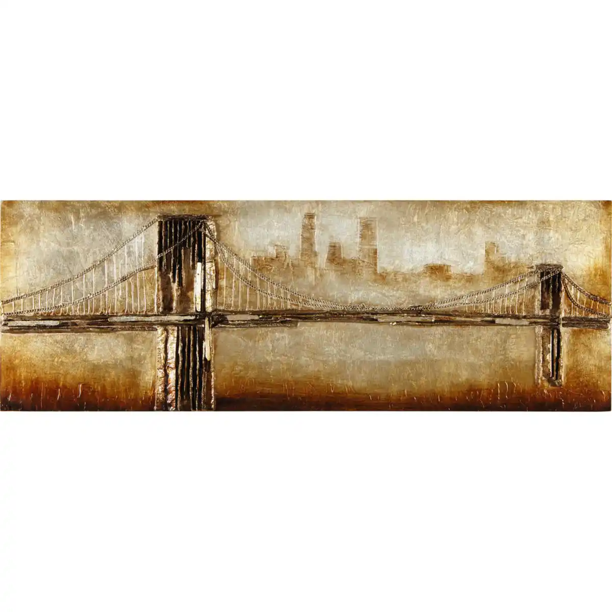 Bild 1 von Monee Objektbild, Braun, Gold, Holz, Metall, Kunststoff, Tanne, rechteckig, 160x55 cm, Fsc, handgemalt, 3D-Effekt, Bilder und Zubehör, Wandbilder, Metallbilder