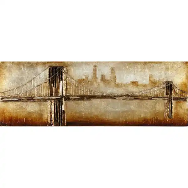 Bild 1 von Monee Objektbild, Braun, Gold, Holz, Metall, Kunststoff, Tanne, rechteckig, 160x55 cm, Fsc, handgemalt, 3D-Effekt, Bilder und Zubehör, Wandbilder, Metallbilder