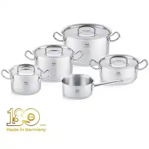 Fissler Kochtopfset Original-Profi Collection® Retro, Edelstahl, Metall, 5-teilig, 20 cm,16 cm, 1.5 L,3 L,5 L,1.5 L,1 L, Made in Germany, backofengeeignet, breiter Schüttrand, Kochen, Töpfe, Topfs