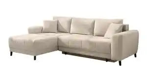 Ecksofa mit Schlaffunktion beige 251 x 172 cm - Bettkasten - BEVERLY