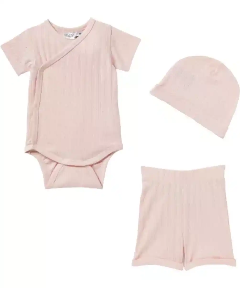 Bild 1 von Newborn Mütze + Wickelbody + Shorts, rosa
