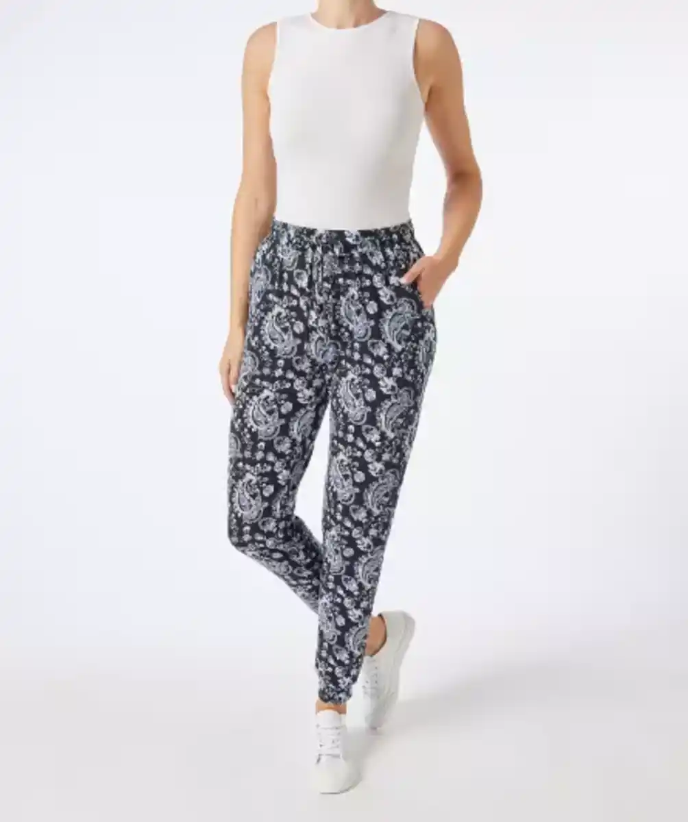 Bild 1 von Freizeithose Paisley, blau bedruckt