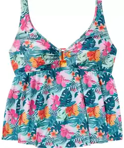 Tankini-Oberteil, blau bedruckt