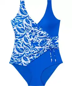 Badeanzug mit V-Ausschnitt, blau