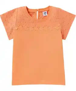 T-Shirt mit Lochstickerei, apricot