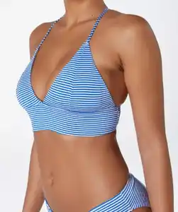 Triangel Bikini-Oberteil, weiß/blau