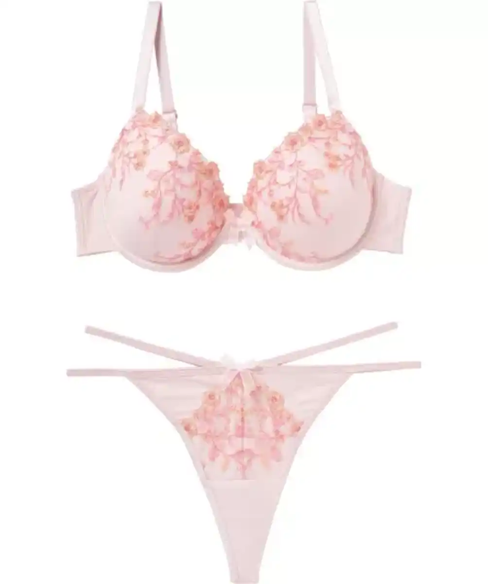 Bild 1 von BH + String mit Stickereien, hellrosa