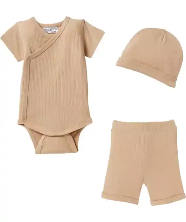 Bild 1 von Newborn Mütze + Wickelbody + Hose, naturfarben