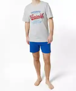 Kurzer Pyjama, hellgrau melange