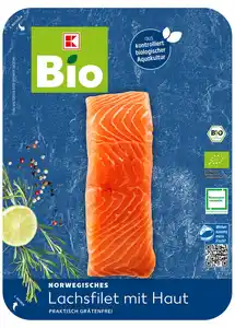 K-BIO Norweg. Bio-Lachsfilet mit Haut, 250-g-Packg.