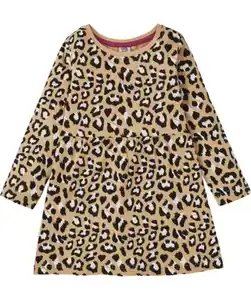 Kleid in Leo-Optik, naturfarben