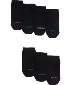 Sneakersocken mit Wochentagen, schwarz