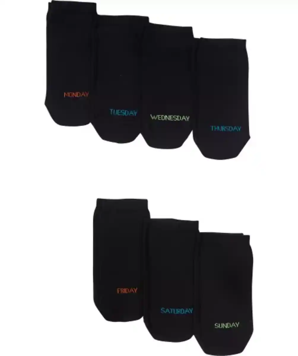 Bild 1 von Sneakersocken mit Wochentagen, schwarz
