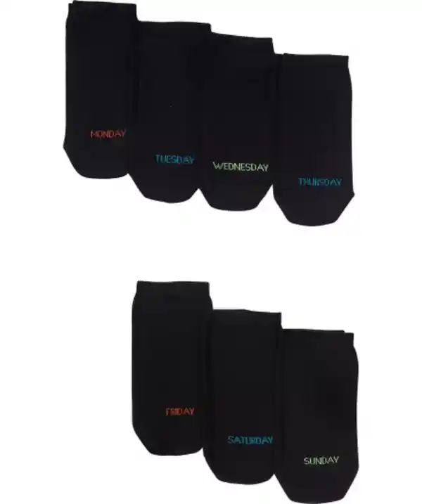 Bild 1 von Sneakersocken mit Wochentagen, schwarz