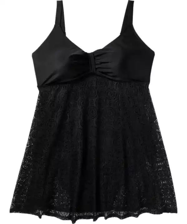 Bild 1 von Badekleid mit Spitzenstoff, schwarz