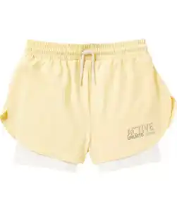 2-in-1-Sport-Shorts, hellgelb