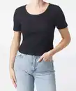 Bild 1 von Rippshirt mit Stretchanteil, schwarz