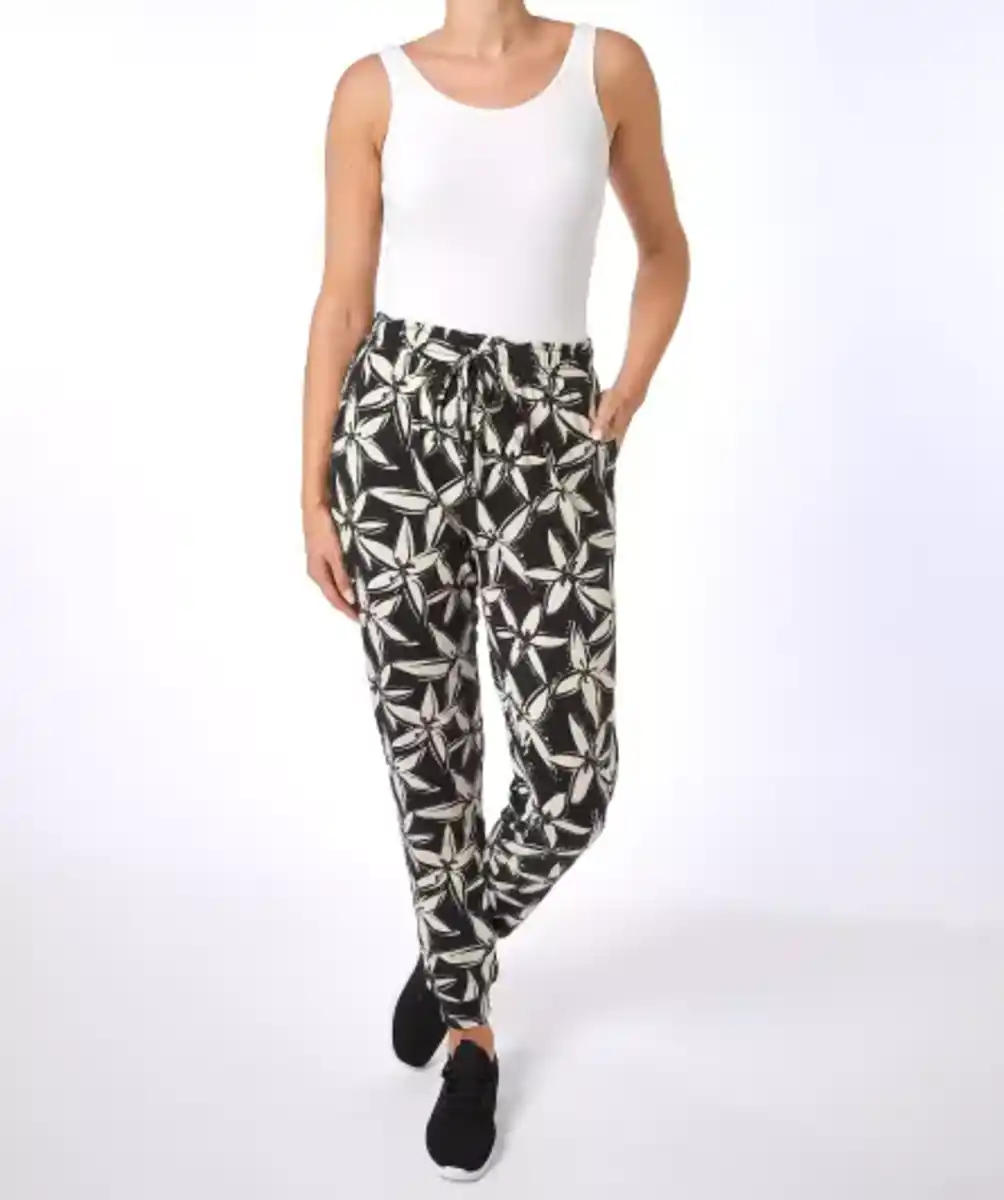 Bild 1 von Bedruckte Freizeithose, schwarz bedruckt