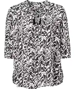 Bluse mit Knopfleiste, Zebradruck