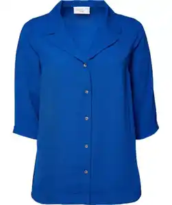 Bluse mit Kragen, indigo blau