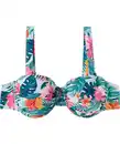 Bild 1 von Bikini-Oberteil mit Blumenmuster, blau bedruckt