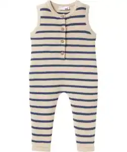 Strick-Jumpsuit mit Streifen, blau