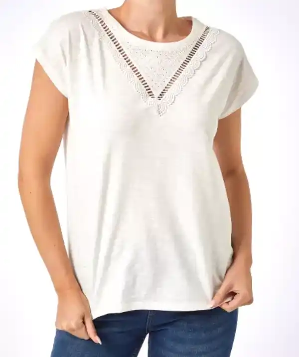 Bild 1 von T-Shirt mit Spitzeneinsatz, offwhite