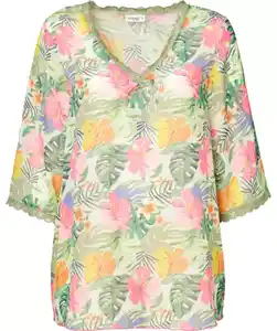 Strandtunika aus Chiffon, hellgrün bedruckt