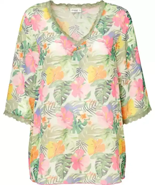 Bild 1 von Strandtunika aus Chiffon, hellgrün bedruckt