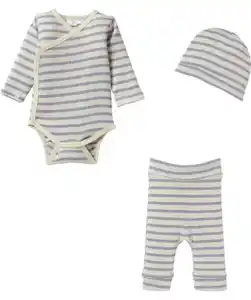 Newborn Mütze + Wickelbody + Hose, hellblau