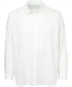 Bluse mit Lochstickereien, weiß