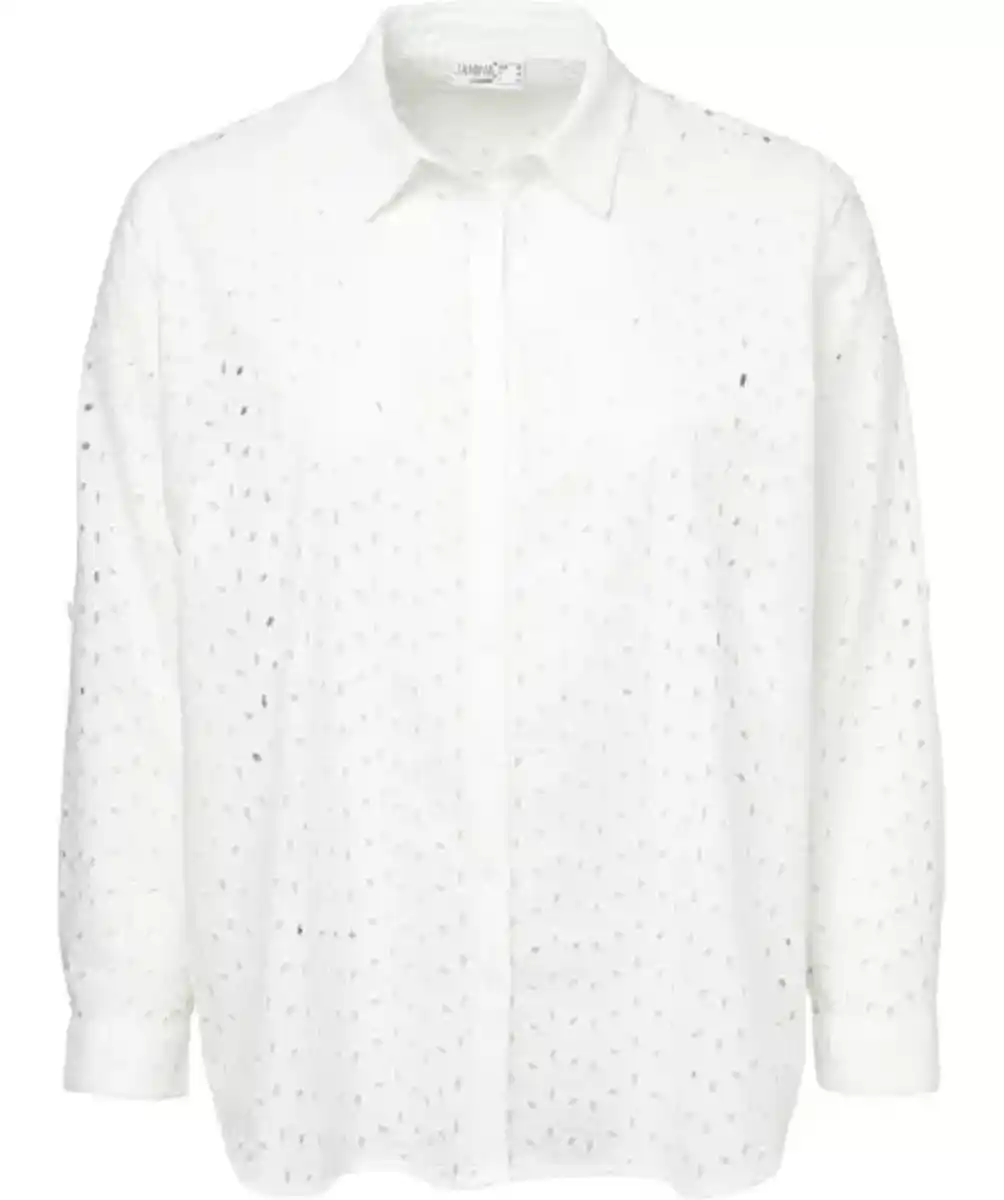 Bild 1 von Bluse mit Lochstickereien, weiß