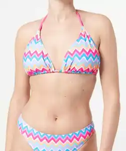 Triangel Bikini-Oberteil, weiĂź bedruckt